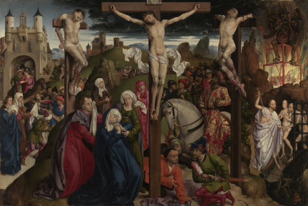 The Crucifixion by Dreux Bude Master (1450) - Public Domain Catholic Painting