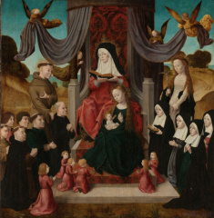 Virgin and Child with Saint Anne and Saints Francis and Lidwina  with Donors (Anna Selbdritt) by Master of the Saint John Panels (1490 - 1500) - Public Domain Catholic Painting
